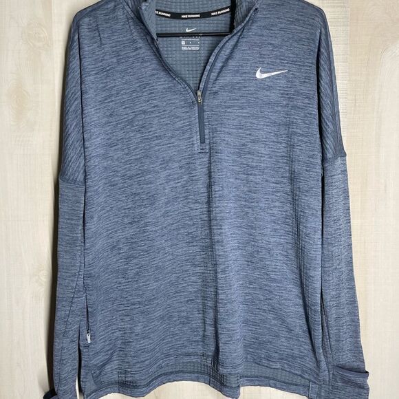 Nike dri fit running blue heather long sleeve pullover 1/4‎ zip, size large - Picture 5 of 13